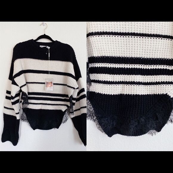 Self-Portrait Monochrome Striped Jumper - Picture 7 of 10